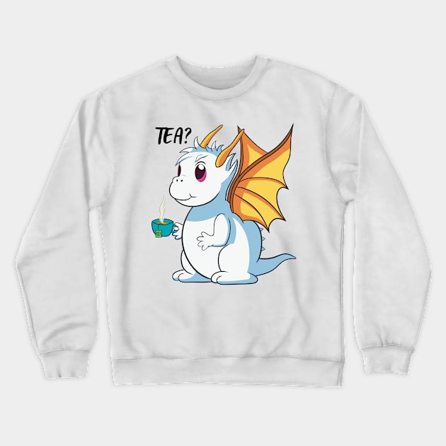 Cute Dragon with Cup of Tea Crewneck Sweatshirt by micho2591